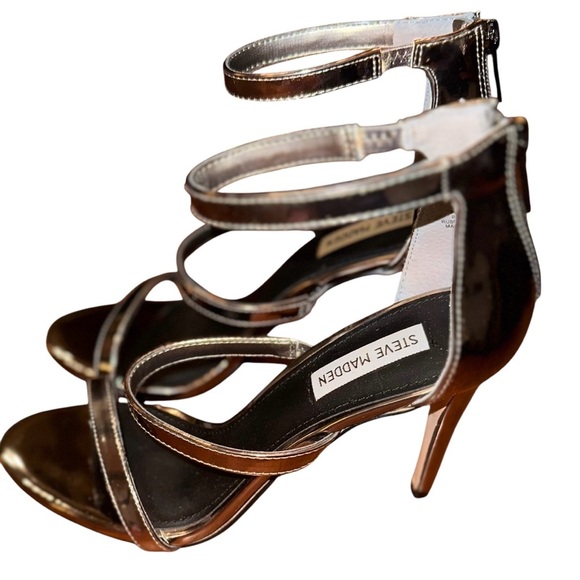 Steve Madden Women’s Metallic Ankle Strap Feelya Heels - Size 9.5 - Picture 5 of 11